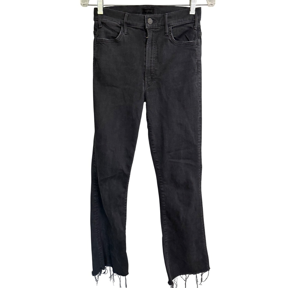 Mother Not Guilty Hustler Ankle Fray Jeans 27 Black Dark‎ Wash Edgy Rebel Grunge
